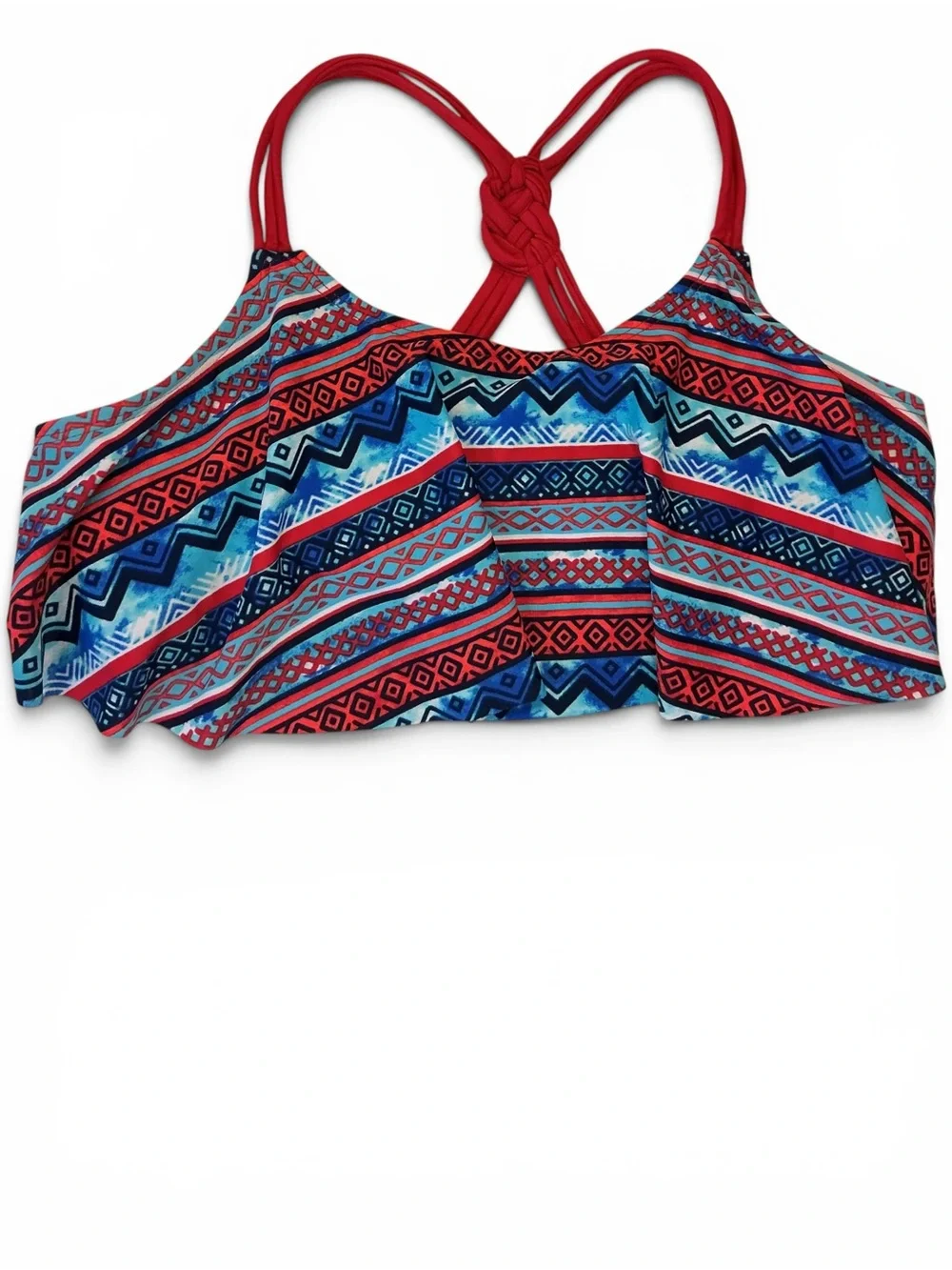 Justice Store Red, Blue & Aqua Patterned Girls Two-Piece Swim Bikini Size 18